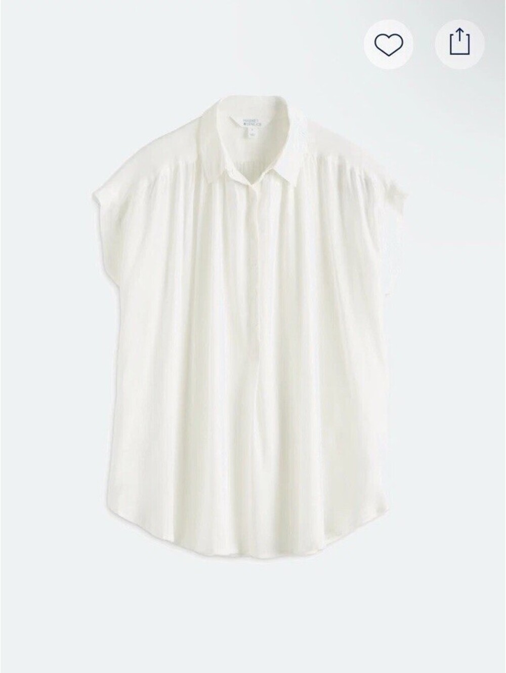 Market & Spruce Ivory Button Detail Short Sleeve Blouse Top XXL